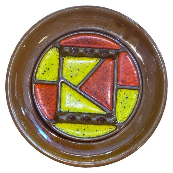Vintage Mid-Century Modern Ceramic Ashtray With Abstract Design - Made In Japan - Picture 1 of 3